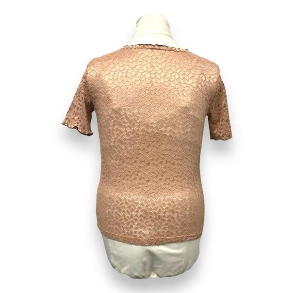 Zara Trafaluc Women’s Short Sleeve High Neck Stretchy Lace Sheer Top, size S - Picture 4 of 6